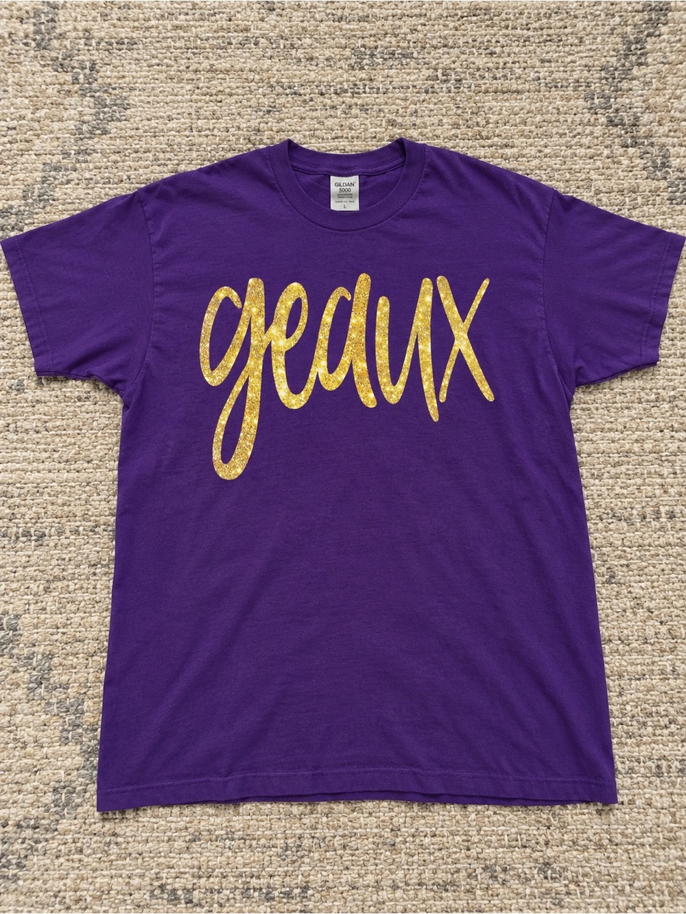 Geaux Purple and Gold Glitter Graphic T-shirt Louisiana Cajun Cajun Mardi Gras